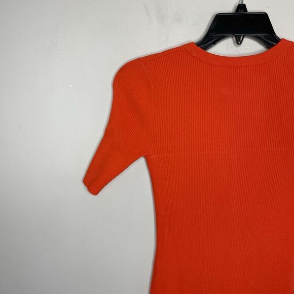A.L.C. Vance Dress Women Small Orange Stretch Knit Sheath Mini Ruffle Hem - Picture 9 of 13